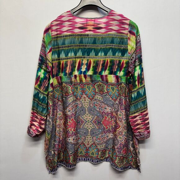 Johnny Was 3/4 Sleeve Blouse Top Shirt Size Large 100% Silk Floral Boho C095 -5 - Picture 10 of 15